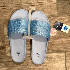 Roller Rabbit Blue Paisley Slide Sandals